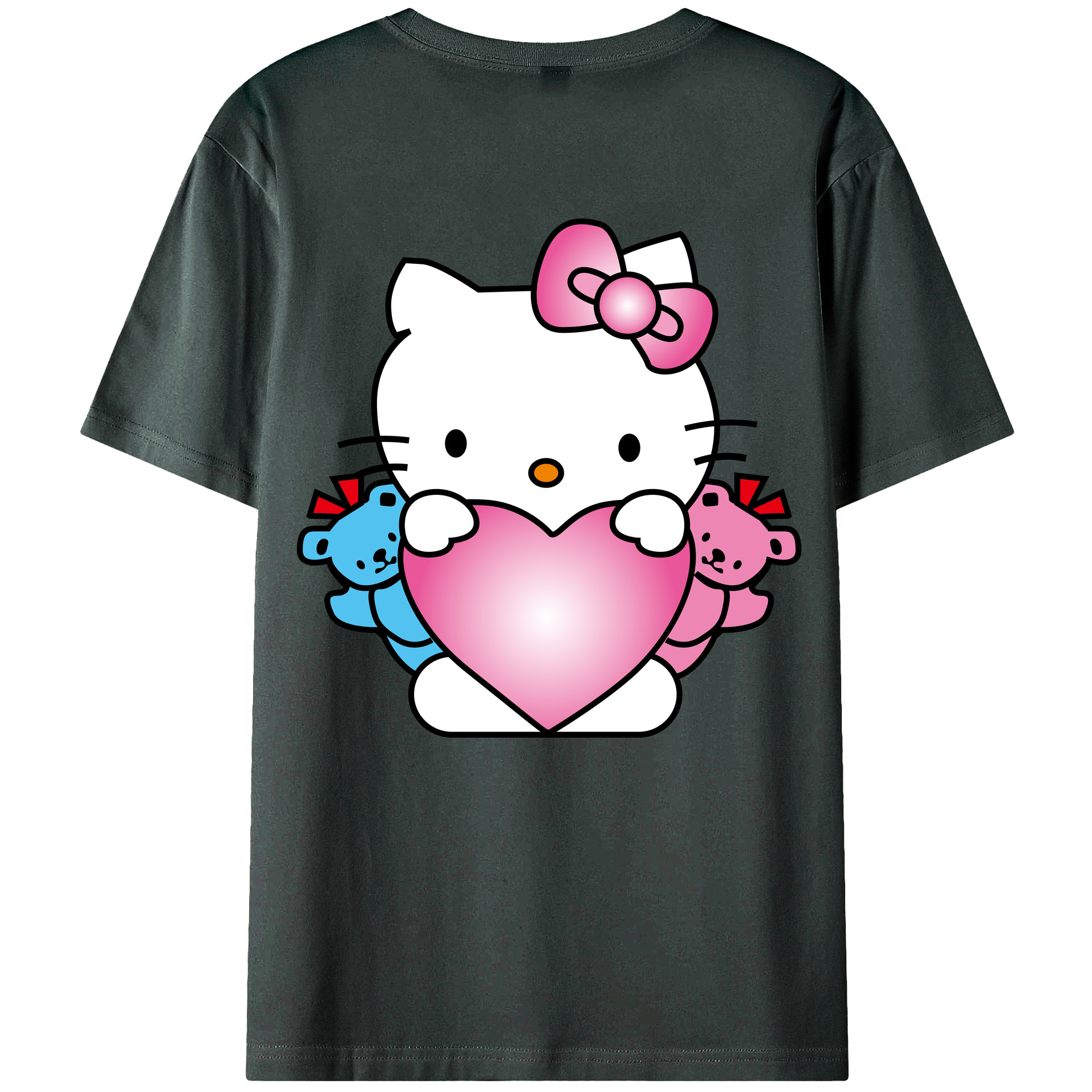 （画像用） Hello Kitty ハローキティ 綿100％ メンズ半袖Tシャツ（バックプリント） 通気性